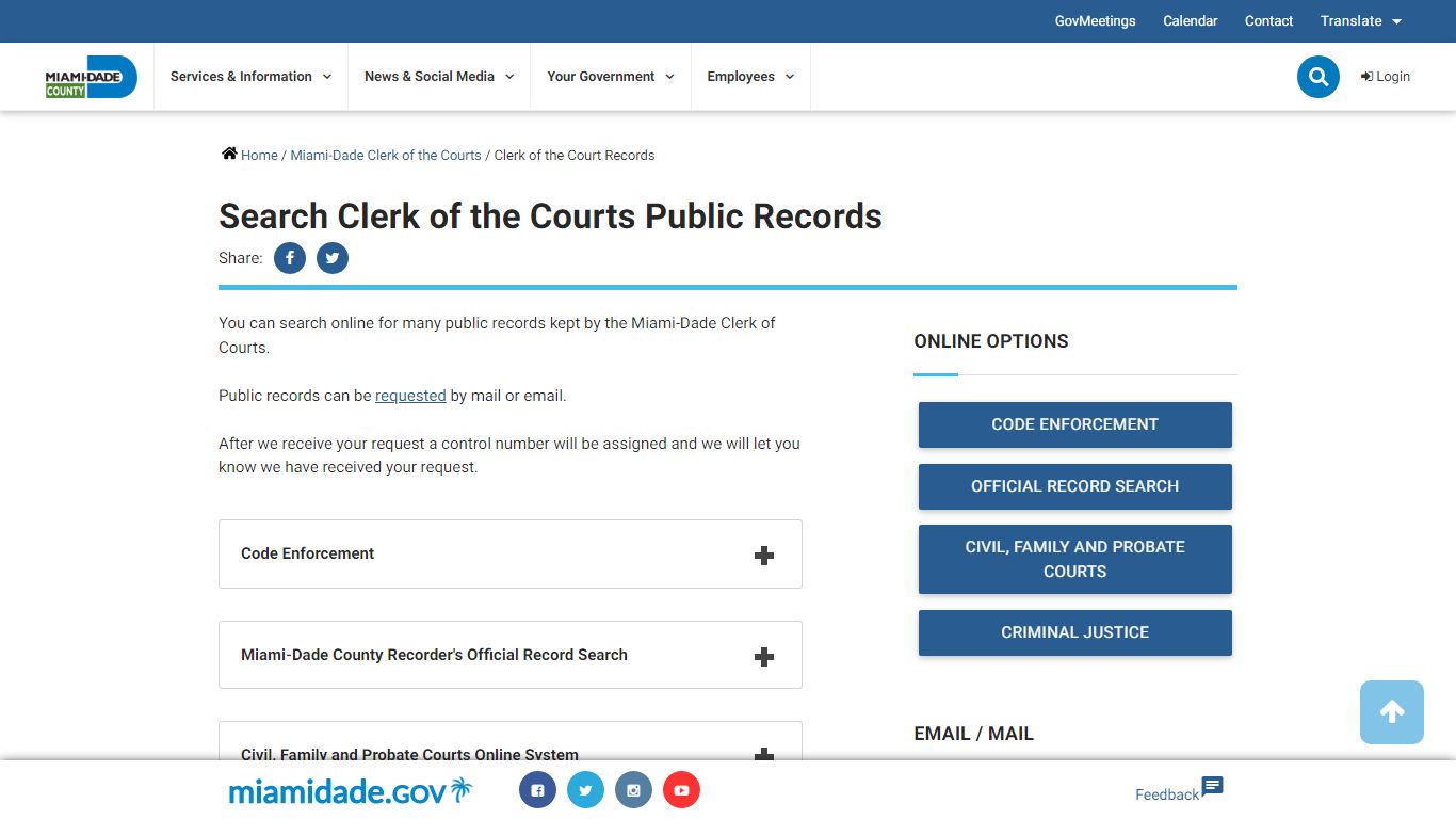 Clerk of the Court Records - Miami-Dade County